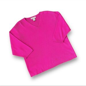Vintage Dressbarn Fuchsia V-Neck Top